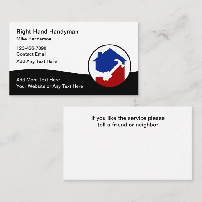 Handyman Modern Business Cards Design Visitenkarte (Vorne/Hinten)