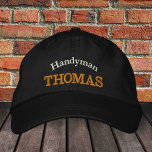 HANDYMAN "Name" bestickt mit Baseballkappe / Gold Bestickte Baseballkappe<br><div class="desc">bestickte Hats: Klassische goldfarbene/schwarze Mode Baseballkappe mit Text "HANDYMAN" & Ihr "Name" für den weltbesten Handyman,  Reparaturen Master,  reparieren alles / Business Hats</div>