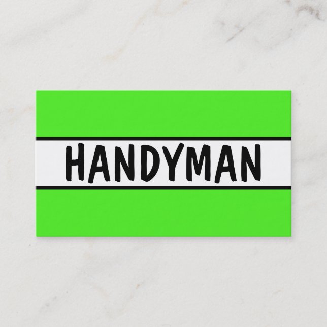 Handyman Neon Green Business Card Visitenkarte (Vorderseite)