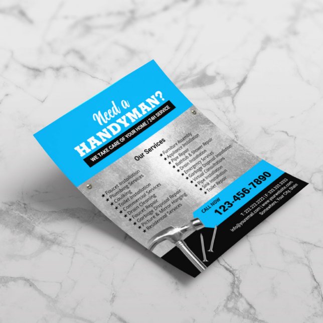 Handyman Plumbing & Repair Service Blue Flyer (Von Creator hochgeladen)