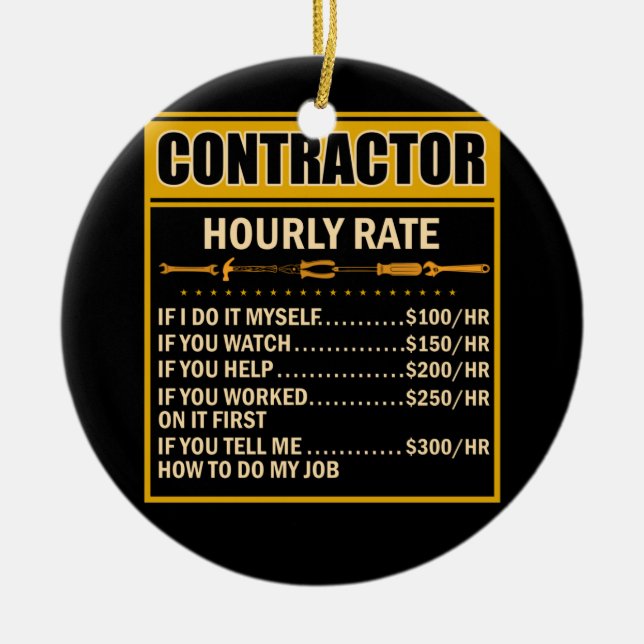 Handyman Price Chart Contractor Stundenlohn Keramik Ornament (Vorne)