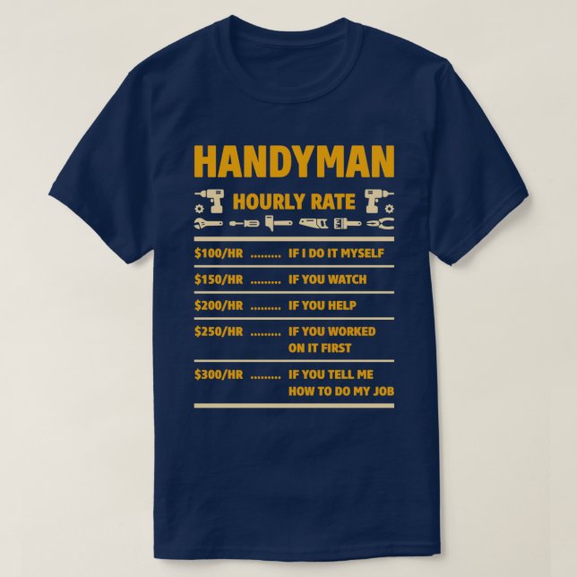Handyman Price Chart T-Shirt (Design vorne)