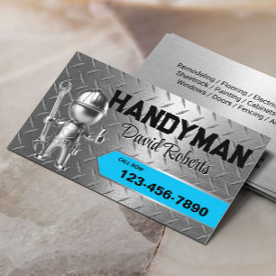 Handyman Repair & Maintenance Service Blue Metal Visitenkarte