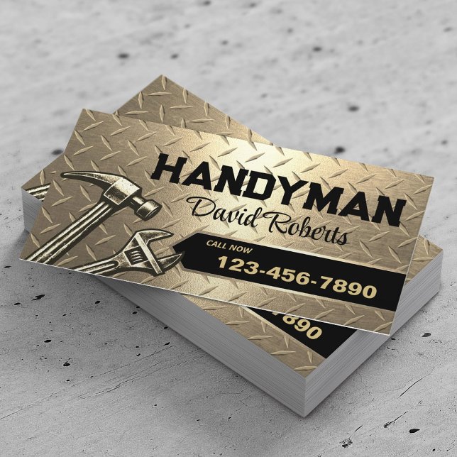 Handyman Repair & Maintenance Service Modern Gold Visitenkarte (Von Creator hochgeladen)