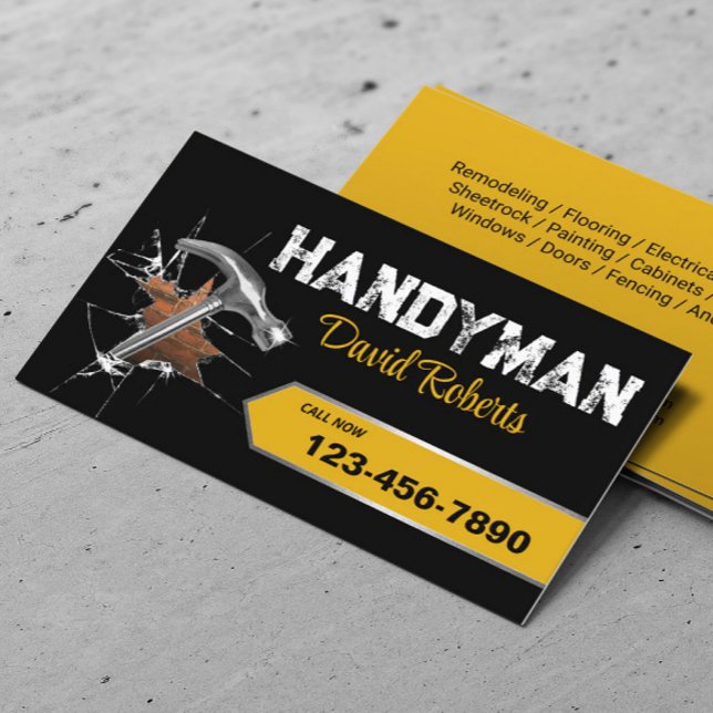Handyman Repair & Maintenance Service Stahl Hammer Visitenkarte (Von Creator hochgeladen)
