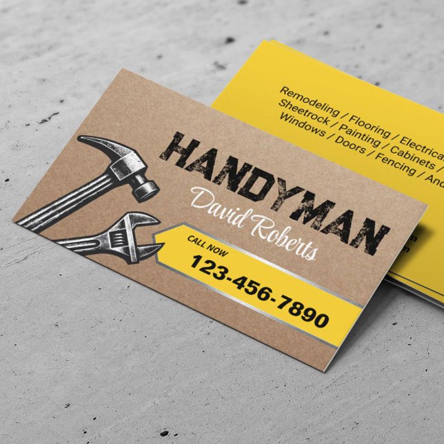 Handyman Repair Maintenance Service Vintag Kraft Visitenkarte (Von Creator hochgeladen)