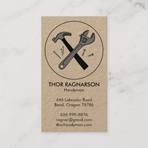 Handyman Reparatur Bau Wrench Hammer KRAFT Visitenkarte