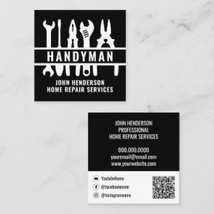 Handyman Rücken Weiß QR-Code Heimwerkerdienste Quadratische Visitenkarte