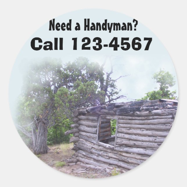 Handyman Runder Aufkleber (Vorderseite)