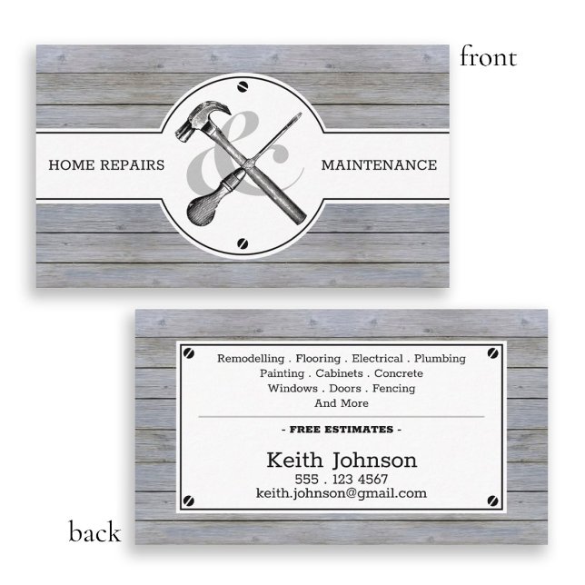 Handyman Rustic Gray Wood Vintage Konstruktion Visitenkarte (Von Creator hochgeladen)