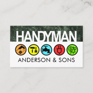 Handyman-Schild an schmutzigen Wänden Visitenkarte