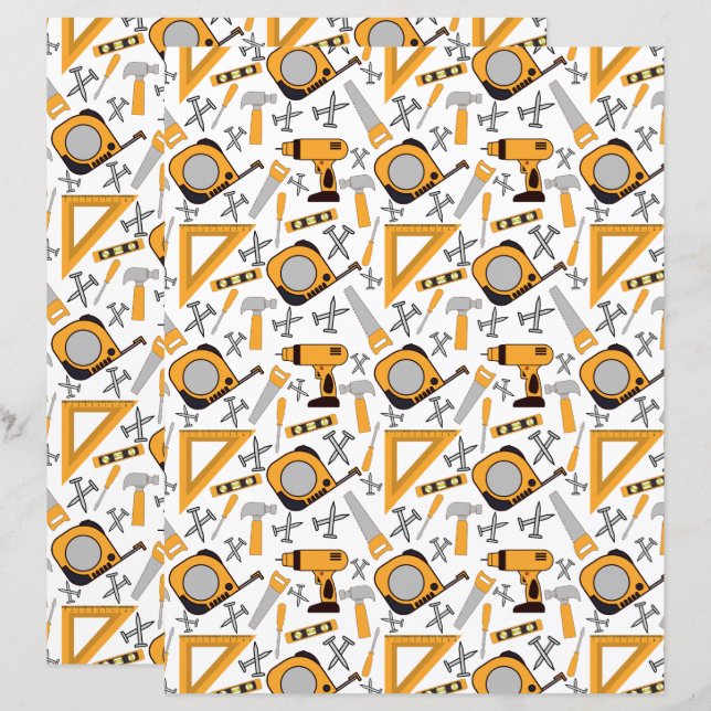 Handyman Scrapbook Papier in Gelb (Vorne/Hinten)