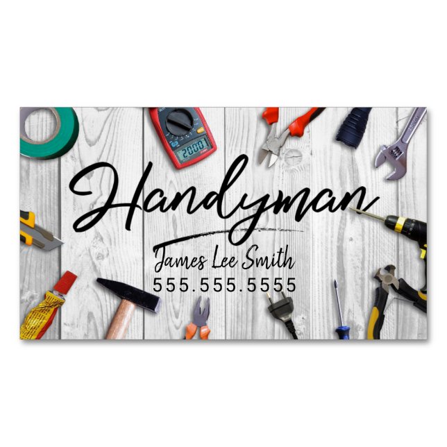 Handyman Services Business Card Magnetische Visitenkarte (Vorderseite)