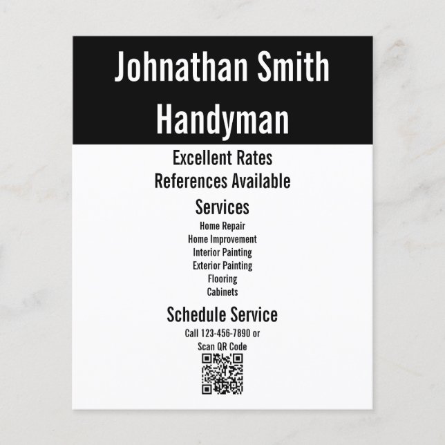 Handyman Services - Vorlage für schwarzen und weiß Flyer (Vorne)