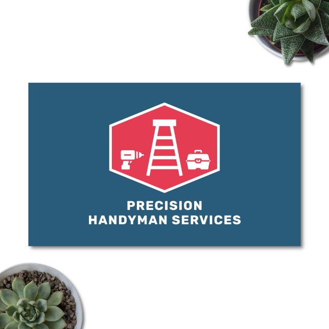 Handyman Services Zuhause Repair Ladder Retro Vint Visitenkarte (Retro handyman business card)