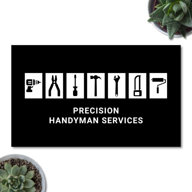 Handyman Services Zuhause-Reparaturwerkzeuge Moder Visitenkarte (Modern, bold and minimalist handyman business card)