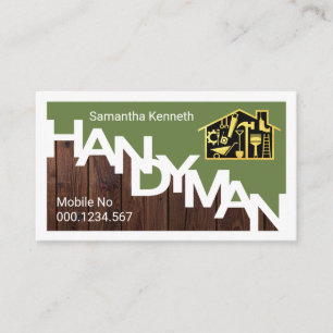 Handyman Signage Border Wood Grain Visitenkarte