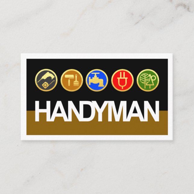 Handyman Signage Gold Workmen Tools Visitenkarte (Vorderseite)