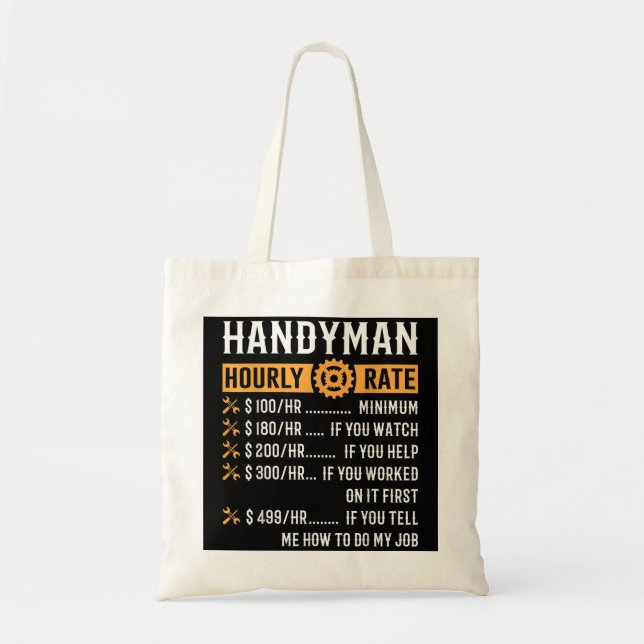 Handyman Stunden Rate Funny Handyman Geschenke Tragetasche (Vorne)
