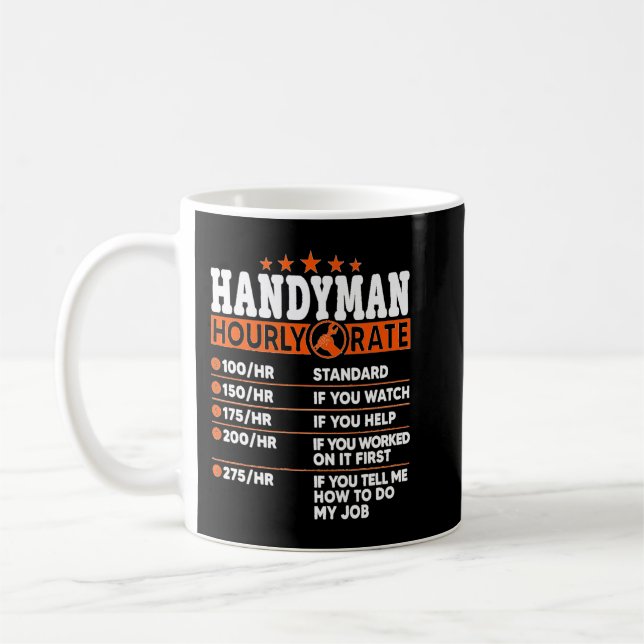 Handyman Stundenpreis Funny Repliment Zusatzkosten Kaffeetasse (Links)