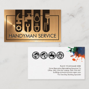 Handyman Tabs auf Cooper Bronze Layer Visitenkarte