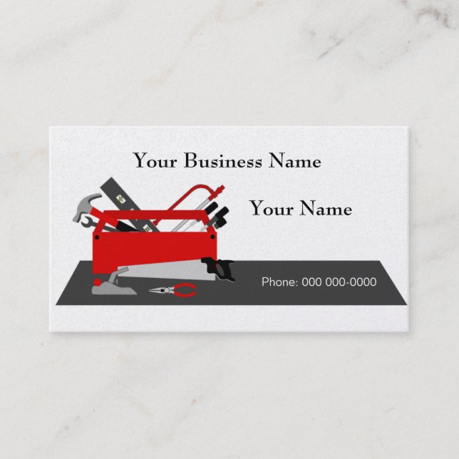 Handyman Tool Box Business Card Vorlage Visitenkarte (Vorderseite)