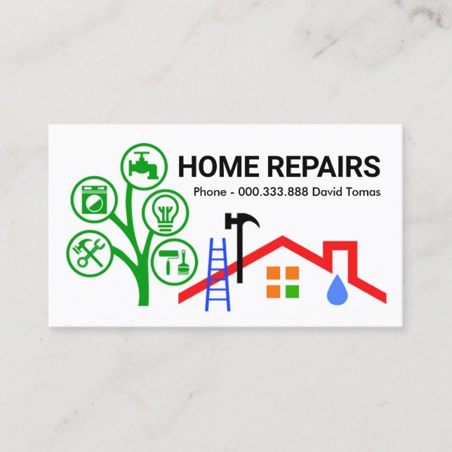 Handyman Tools Baumlandschaft Visitenkarte (Vorderseite)