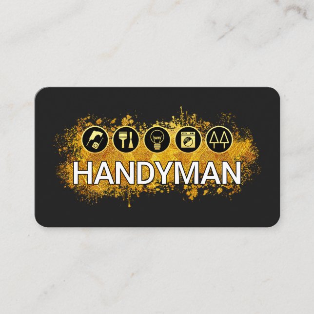 Handyman Tools Gold Paint Splatter Visitenkarte (Vorderseite)