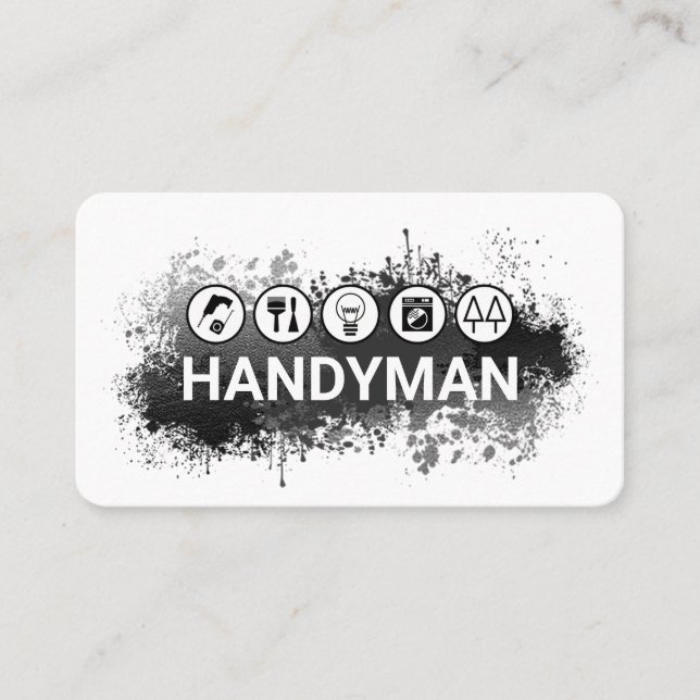 Handyman Tools In Paint Splatter Visitenkarte (Vorderseite)