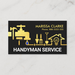 Handyman Tools Line Gold Faucet Visitenkarte