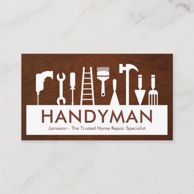 Handyman Tools Silhouette Placard Visitenkarte (Vorderseite)
