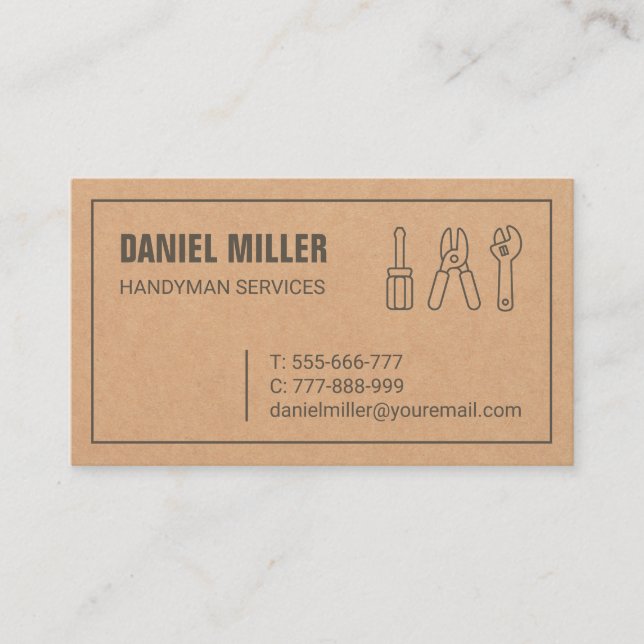 Handyman Tools Texture Business Card Visitenkarte (Vorderseite)
