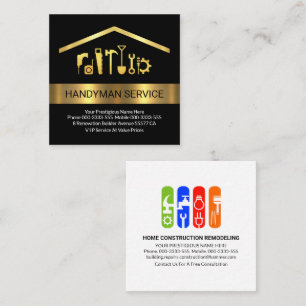 Handyman Tools unter Dach Quadratische Visitenkarte