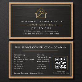 Handyman Wood Metallic Construction Black Gold Visitenkarte