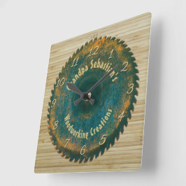 Handyman Woodworking Rustic Saw Blaw Template Quadratische Wanduhr