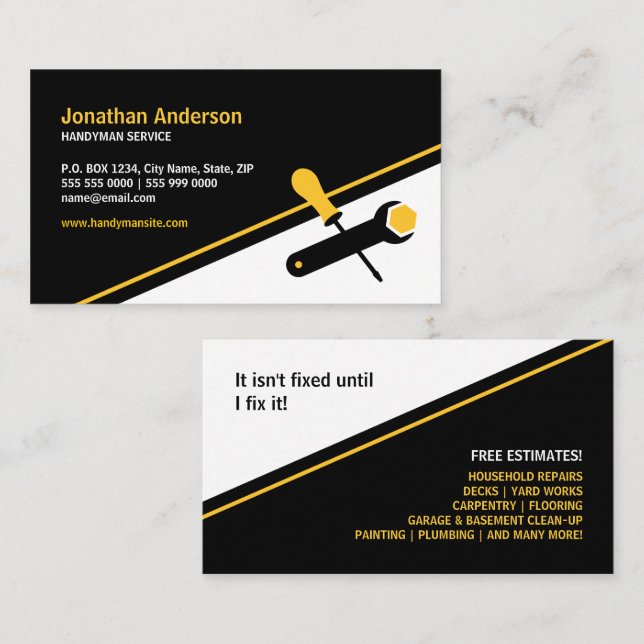Handyman Working Tools Mechanic business card Visitenkarte (Vorne/Hinten)