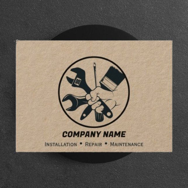 Handyman Zuhause Living Repair Service Craft Black Visitenkarte (Von Creator hochgeladen)