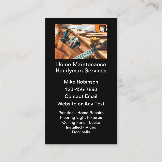 Handyman Zuhause Maintenance Business Cards Visitenkarte (Vorderseite)