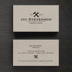 Handyman Zuhause Reparaturhammer und Wrench Kraft Visitenkarte