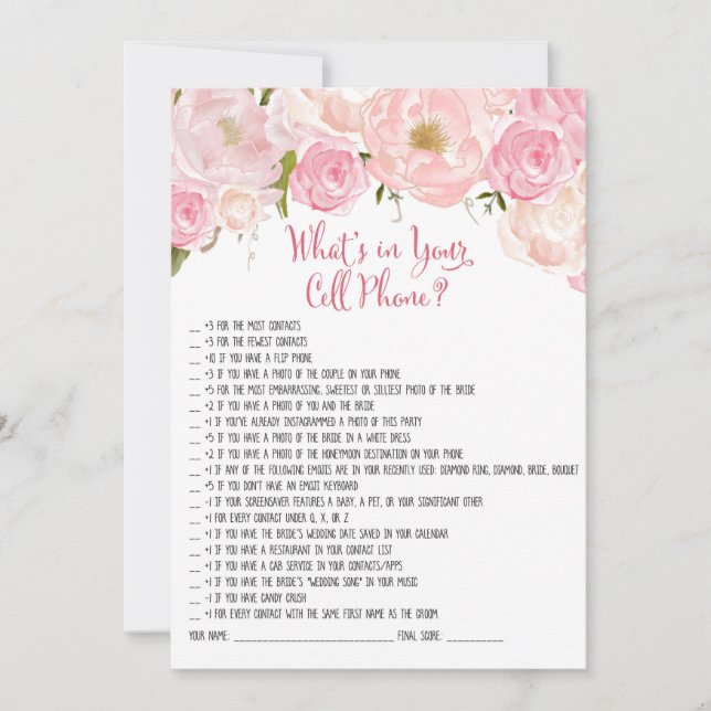 Handyspiel mit floralem Brautparty (Vorderseite)