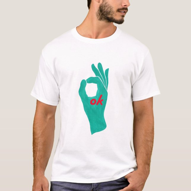 Handzeichen in Aqua-grünen Trikots T-Shirt (Vorderseite)