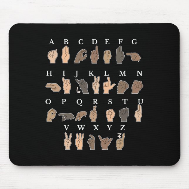 Handzeichen-Sprache ASL Handgesten Gehörlosigkeit Mousepad (Vorne)