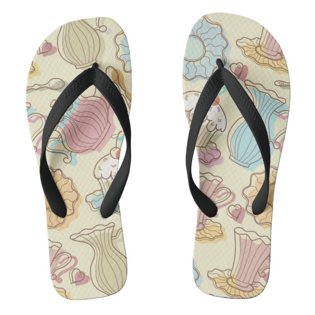 HandZeichnend Geschirr Silhouetten Flip Flops (Fußbett)