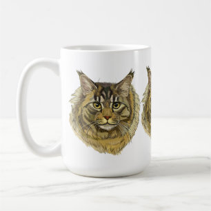 Handzeichnend Maine-Coon-Katze Kaffeetasse