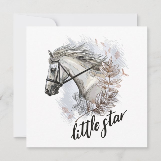 Handzeichnend Pferd mit Pflanze werfen Kissen (Vorderseite)