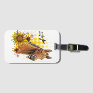 Handzeichnend Pferd mit Sonnenblumen T - Shirt Leb Gepäckanhänger