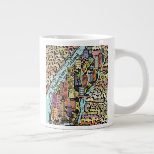 Handzeichnete Karte von New York City Jumbo-Tasse