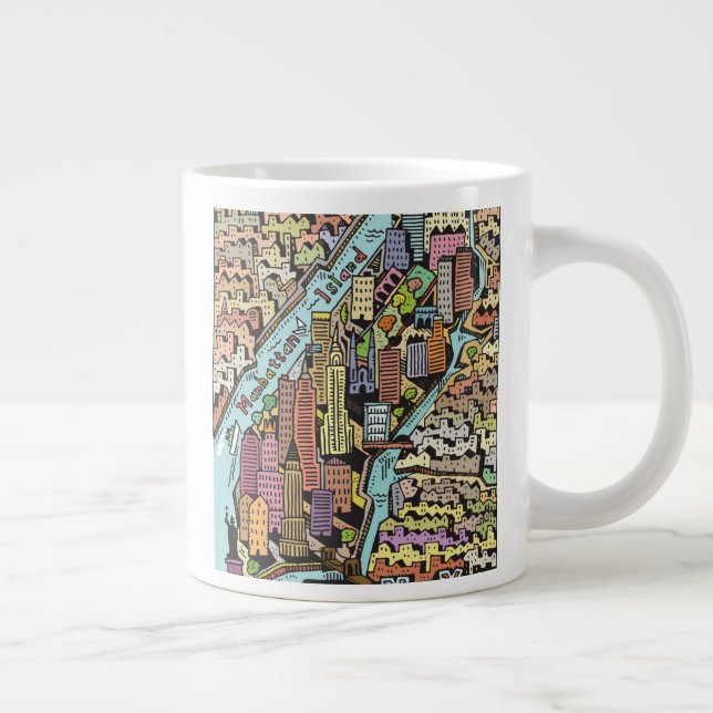 Handzeichnete Karte von New York City Jumbo-Tasse (Rechts)