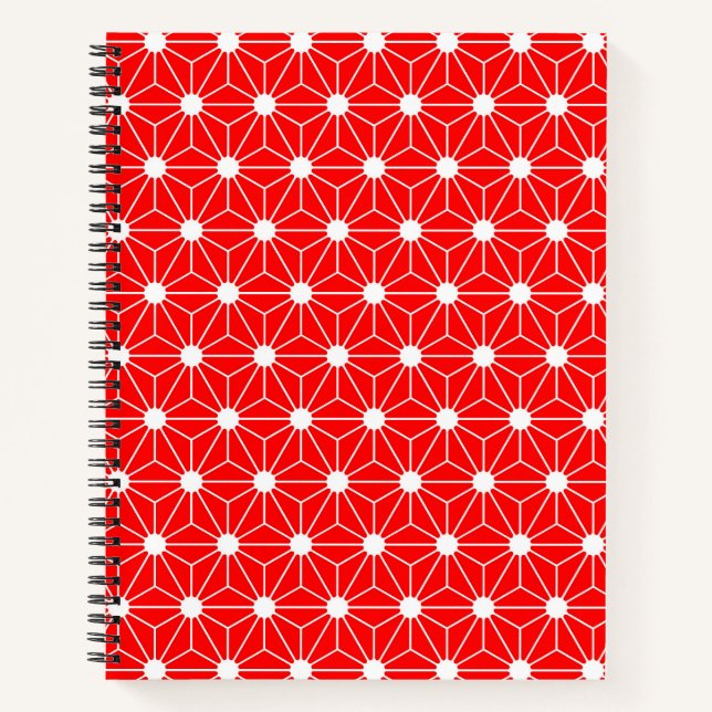 Hanf Leaf Asanoha japan Muster traditionelle rote  Notizbuch (Vorderseite)