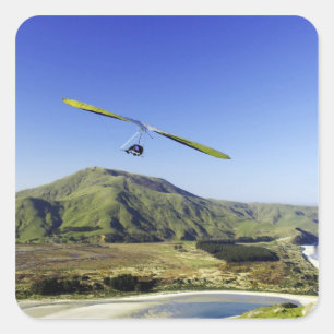 Hang Glider, Halbinsel Otago, in der Nähe von Dun Quadratischer Aufkleber